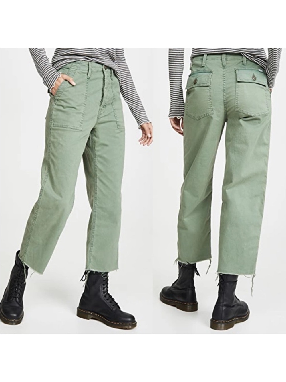 MOTHER Patch Pocket Private Ankle Fray Army Green Pant 28